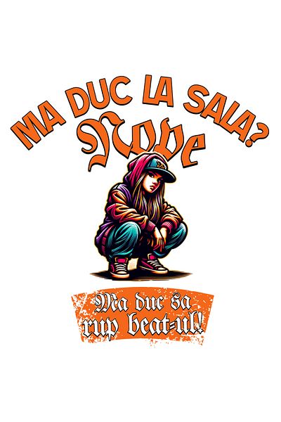 StoryGift Romania Hip Hop Style Gangster Girl Adhesive Sticker, Funny Text I'm Going To The Nope Club, I'm Going To Break The Beat
