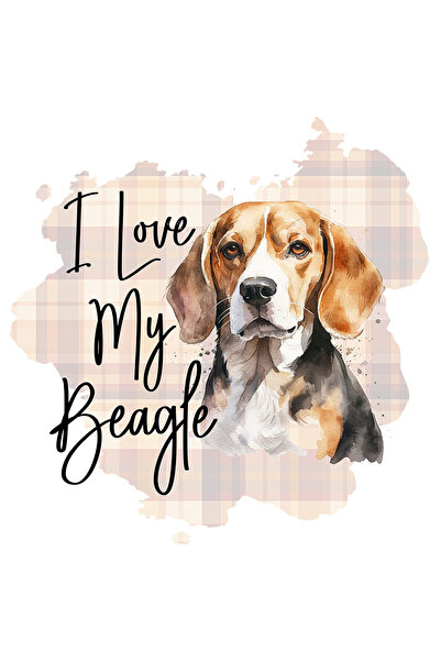 StoryGift Romania Sticker Eticheta 50CM cu mesajul "I love my Beagle", copoi, iubire, caine, animal de companie,