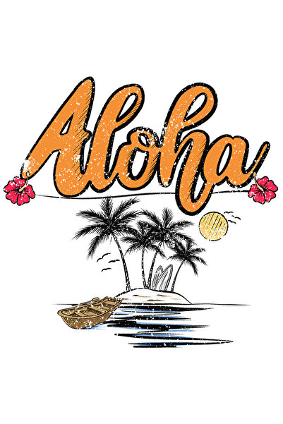 StoryGift Romania Sticker Eticheta 50CM cu mesajul "Aloha", vara, vacanta, re...