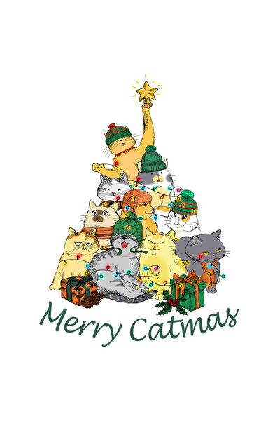 StoryGift Romania Sticker Autocolant 70CM cu multe pisici cu mesajul "Merry C...