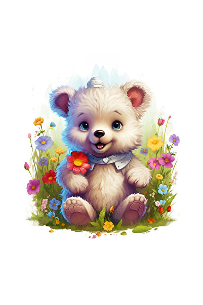 StoryGift Romania Sticker Cu Un Ursulet Polar, Ilustratie, In Natura, Florice...