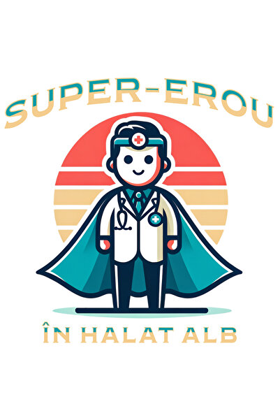 StoryGift Romania Sticker Autocolant 70CM Adeziv Barbat Doctor Text Super-Ero...