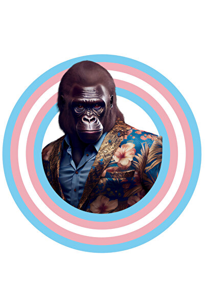 StoryGift Romania Sticker Eticheta 50CM Cu Gorila, Sacou, Flori, Camasa, Cerc...