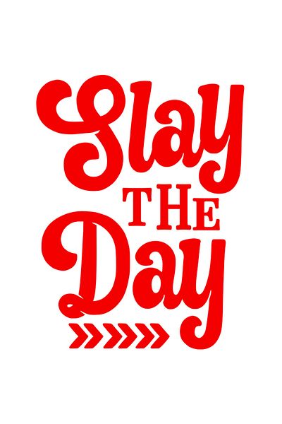 StoryGift Romania Sticker Adeziv 90CM Exterior cu textul "Slay the day" - uc*de ziua obiective , Vinyl Rosu, 90 cm