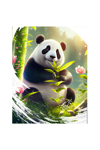 StoryGift Romania Sticker Adeziv 90CM Cu Urs Panda Fericit, Portret In junlga, Animal Pe Cale De Disparitie, Tur