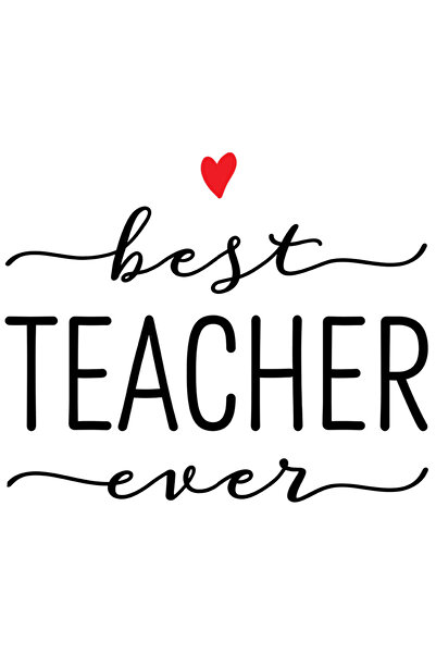 StoryGift Romania Sticker Autocolant 70CM Cu Text In Engleza Best Teacher Ever, Inimoara Rosie, Cel mai Bun Prof