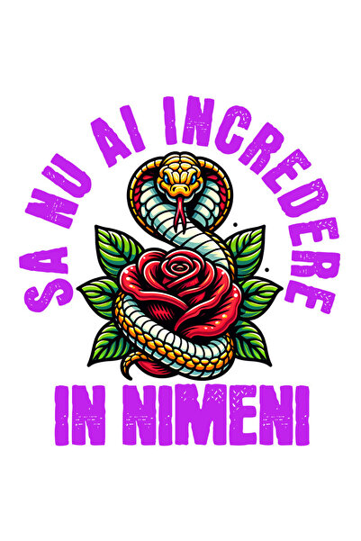 StoryGift Romania Sticker Adeziv 90CM cu Sarpe Cu Trandafir Rosu Text Sa Nu A...