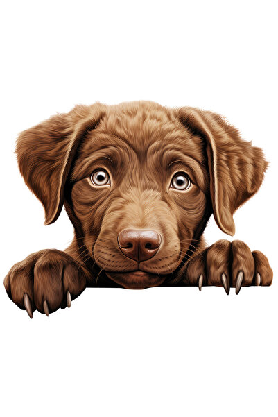 StoryGift Romania Sticker Autocolant 70CM cu un catel sfios, ilustratie, maro...