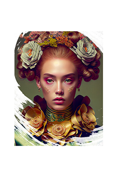 StoryGift Romania Sticker Autocolant 70CM Cu Portret Fata Flori In Par Saten,...