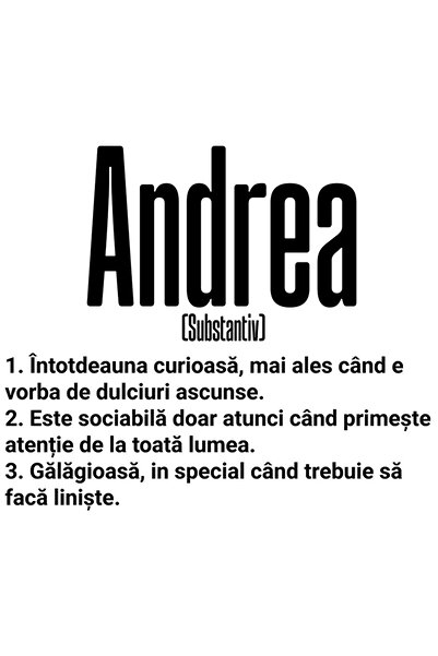 StoryGift Romania Sticker Adeziv 90CM Cu Numele Andrea, si Mesaj Amuzant, Cur...