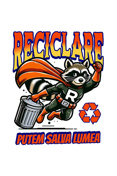 StoryGift Romania Sticker Autocolant 70CM cu Animal Super-Eroul Reciclare Cos...