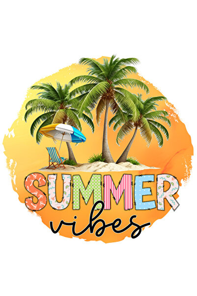 StoryGift Romania Sticker Adeziv 90CM cu mesajul "Summer vibes", vara, vacant...