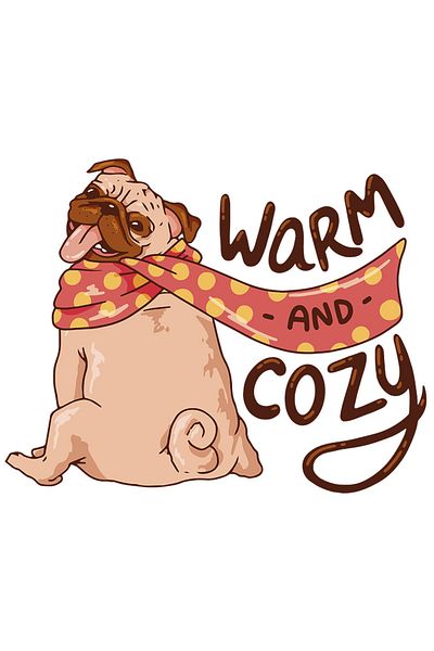 StoryGift Romania Sticker Adeziv 90CM Cu Caine Bulldog Francez Cu Fular Roz Lung, Text in Engleza Warm And Cozy,