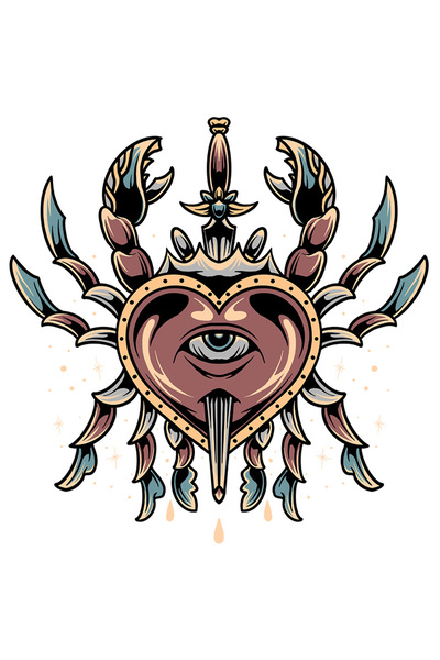 StoryGift Romania Sticker Autocolant 70CM Cu Crab, Inima, Pumnal, Ochi, Abstr...