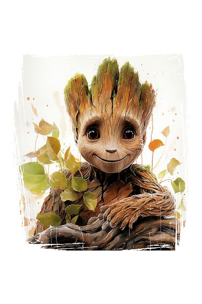 StoryGift Romania Leaf Sticker, Groot, Alien, Marvel, Guardians Of The Galaxy, with White Borders, PVC V