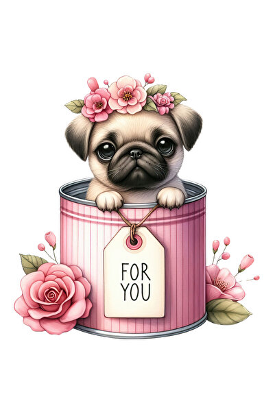 StoryGift Romania Sticker Adeziv 90CM cu un catel Pug care iese dintr-o conse...