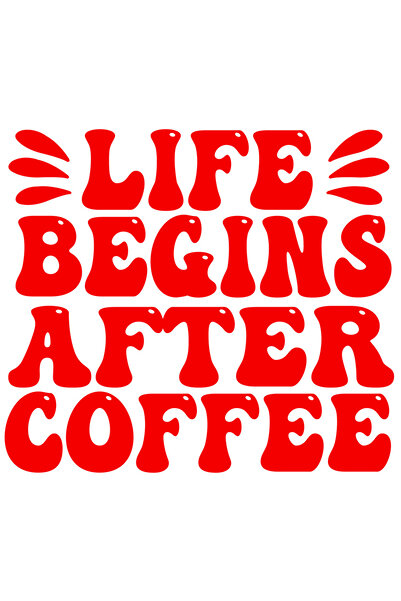StoryGift Romania Sticker Autocolant 30CM Exterior cu textul in engleza "Life begins after coffee" - viata incep