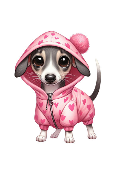 StoryGift Romania Sticker Adeziv 90CM cu un catelus care are un hanorac cu in...