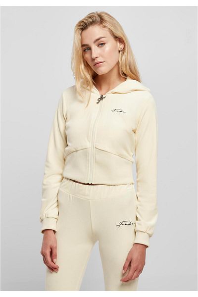 FUBU Damen Fw224-020-1 Signature Velours Zip Hoodie Offwhite