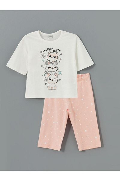LC Waikiki Crew Neck Printed Girl's Pajama Set (S5)