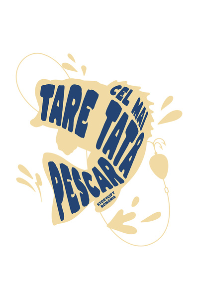 StoryGift Romania Sticker Autocolant 70CM Adeziv Cel mai tare tata pescar, ho...