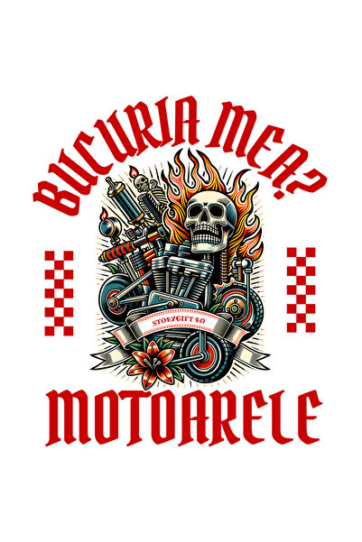 StoryGift Romania Sticker Cu Motor Masina Craniu Elemente Mecanice Flacari Te...