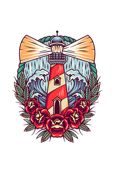 StoryGift Romania Sticker Autocolant 70CM Cu Far, Valuri, Ploaie, Lumina, Flo...