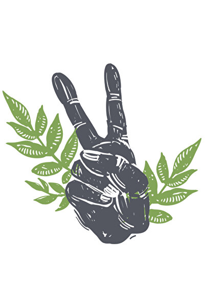 StoryGift Romania Sticker Eticheta 50CM Cu Mesajul Semnul Mainii Peace, Frunz...