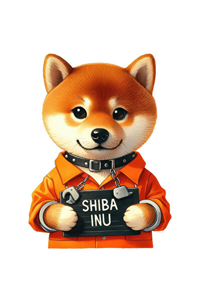 StoryGift Romania Sticker Autocolant 70CM cu un catel Shiba Inu la puscarie, ...