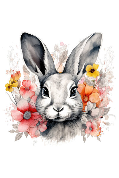 StoryGift Romania Sticker Adeziv 90CM cu un iepure serios, ilustratie, abstra...