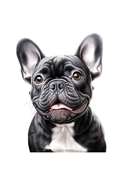 StoryGift Romania Sticker Eticheta 40CM cu un catel vesel, ilustratie, limba scoasa, jucaus, negru, alb, urechi