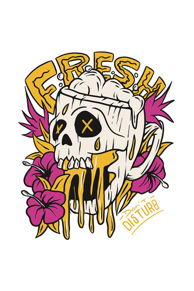 StoryGift Romania Sticker Adeziv 90CM Cu Craniu Om, Flori Roz, Text In Englez...