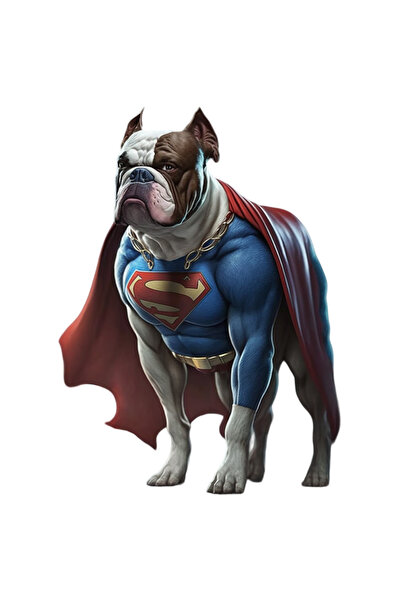 StoryGift Romania Sticker Autocolant 70CM cu Portret Caine Supererou, Caine in Custom de Superman, Caine Mare, F