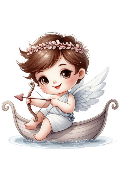 StoryGift Romania Sticker Autocolant 70CM cu un bebelus Cupidon vesel, ilustratie, trage cu arcul, aripi, indrag