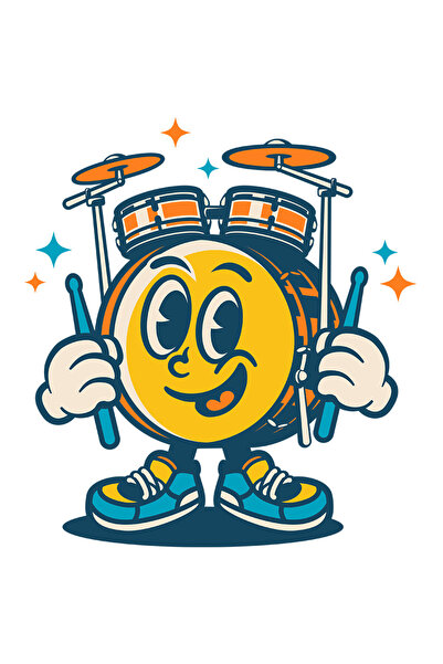 StoryGift Romania Sticker 23 Cm Cu Tobe, Manusi, Bete, Adidasi, Stele, Muzica, Instrument, Cu Margini Albe, Pvc V