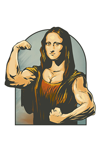 StoryGift Romania Sticker Eticheta 40CM Personalizata Monalisa, Culturista, Reinterpretata Leonardo da Vinci cu