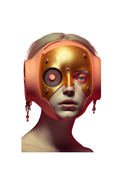 StoryGift Romania Sticker Eticheta 40CM Cu Portret Fata Par Blond Masca Din M...