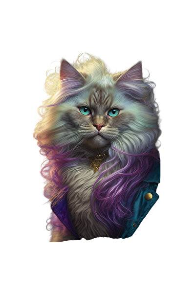 StoryGift Romania Sticker Adeziv 90CM Cu Pisica Cu Blana Colorata, Mov, Cu Ha...