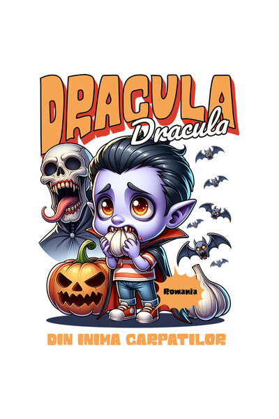 StoryGift Romania Sticker Autocolant 70CM cu Animatie Vampir cu Usturoi Text ...