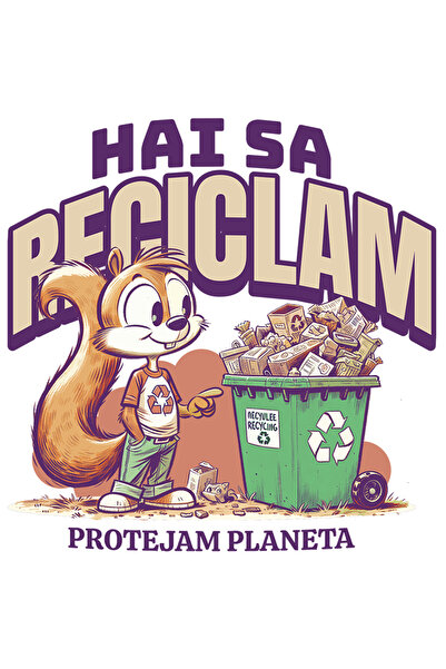 StoryGift Romania Sticker Eticheta 50CM Adeziv hai sa reciclam protejam planeta cu Margini Albe, PVC Vinyl 50 cm