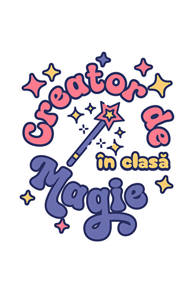 StoryGift Romania Sticker Adeziv 90CM Adeziv Creator de magie în clasa scoala copii cu Margini Albe, PVC Vinyl 90 cm