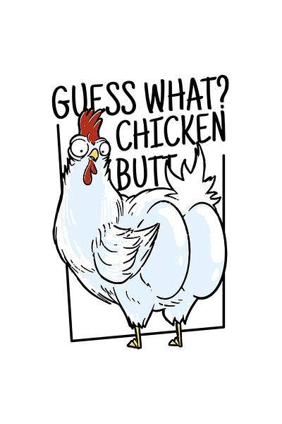 StoryGift Romania Adhesive Sticker 90CM With Funny Message In English Guess What Chicken Butt, Bird, Feathers, With Apple