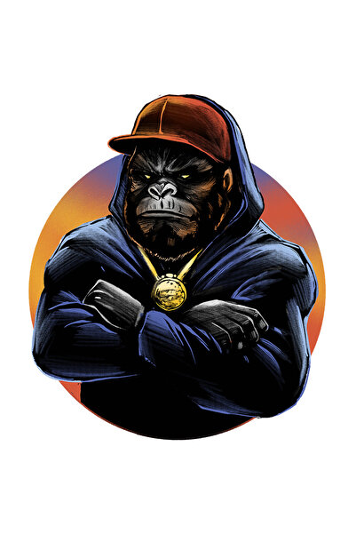 StoryGift Romania Sticker Eticheta 40CM Cu Gangster Gorila, Muzica Rap, Under...