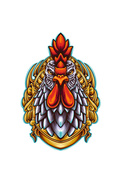 StoryGift Romania Sticker Eticheta 50CM Cu Cocos, Abstract, Pasare, Pene, cu Margini Albe, PVC Vinyl 50 cm