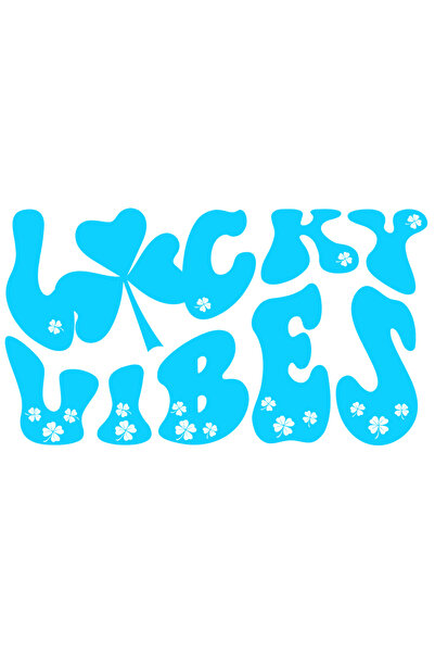 StoryGift Romania Sticker Exterior cu trifoi cu patru foi si textul in engleza "Lucky vibes" - noroc , Vinyl