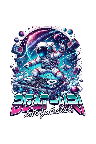 StoryGift Romania Sticker Adeziv 90CM Adeziv Beat-uri Intergalactice astronaut dj in spatiu cu Margini Albe, PVC