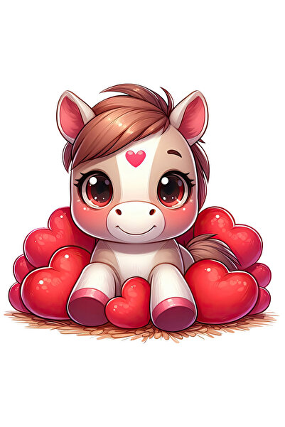 StoryGift Romania Sticker Adeziv 90CM cu un calut vesel care are o inimioara ...