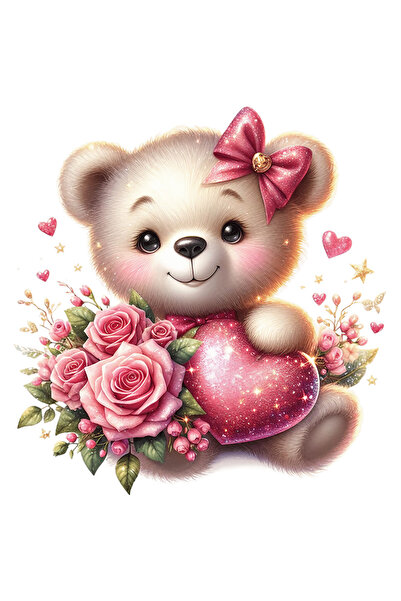 StoryGift Romania Sticker Autocolant 70CM cu un ursulet de plus fericit, ilus...