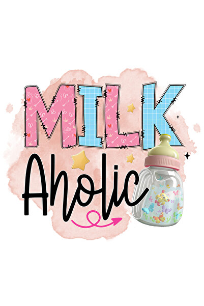 StoryGift Romania Sticker Eticheta 40CM cu mesajul "Milk aholic", ilustratie,...