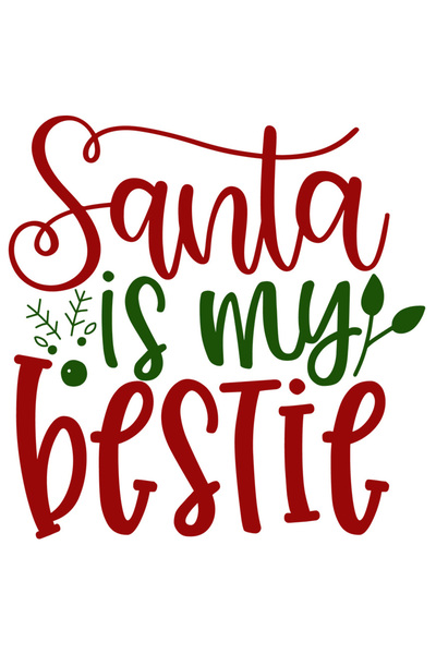 StoryGift Romania Sticker Adeziv 90CM Cu Mesajul Haios Santa Is My Bestie, Mo...